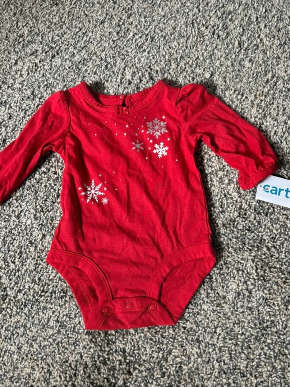 Carter's Red Long-Sleeve Snowflake Bodysuit